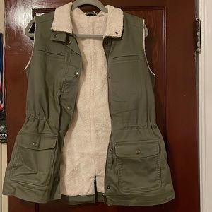 Green L.L. Bean vest with Sherpa inside. Worn once